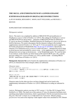 THE SKULL and ENDOCRANIUM of a LOWER JURASSIC ICHTHYOSAUR BASED on DIGITAL RECONSTRUCTIONS by RYAN MAREK, BENJAMIN C