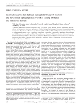 Interrelations/Cross Talk Between Transcellular Transport Function and Paracellular Tight Junctional Properties in Lung Epithelial and Endothelial Barriers