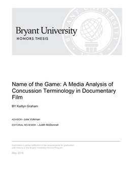 A Media Analysis of Concussion Terminology in Documentary Film