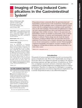 Imaging of Drug-Induced Com- Plications in the Gastrointestinal