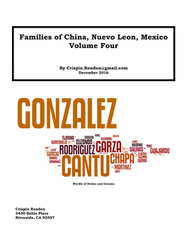 Families of China, Nuevo Leon, Mexico Volume Four