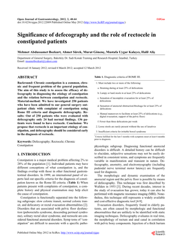 Significance of Defecography and the Role of Rectocele in Constipated Patients