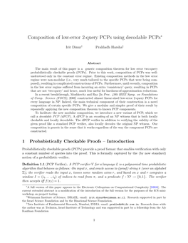 Composition of Low-Error 2-Query Pcps Using Decodable Pcps∗