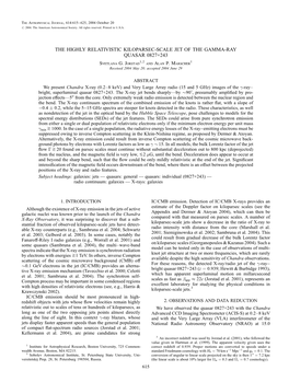 THE HIGHLY RELATIVISTIC KILOPARSEC-SCALE JET of the GAMMA-RAY QUASAR 0827+243 Svetlana G
