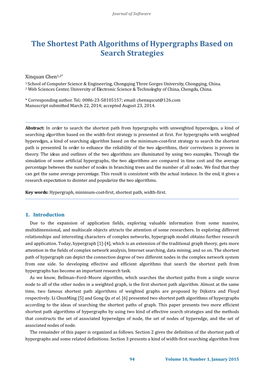 The Shortest Path Algorithms of Hypergraphs Based on Search Strategies