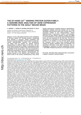 The Ef-Hand Ca2+-Binding Protein Super-Family: a Genome-Wide Analysis of Gene Expression Patterns in the Adult Mouse Brain