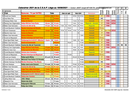 Calendrier 2021 De La C.S.A.P. Liège Au 16/08/2021 - Contact: JADOT Joseph 0471/205.702 Jadotjoseph@Gmail.Com