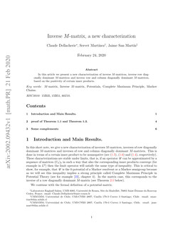 Inverse M-Matrix, a New Characterization