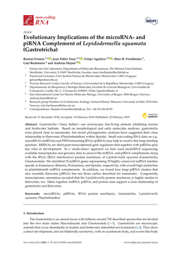 Evolutionary Implications of the Microrna-And Pirna Complement of Lepidodermella Squamata (Gastrotricha)