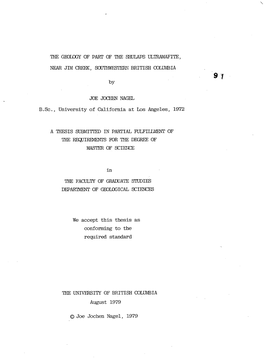 The Geology of Part of the Shulaps Ultramafite, Near