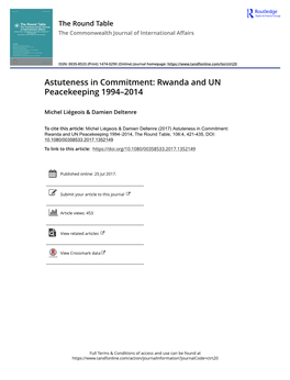 Rwanda and UN Peacekeeping 1994–2014