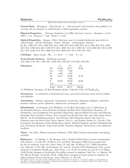 Zinkenite Pb9sb22s42 C 2001-2005 Mineral Data Publishing, Version 1