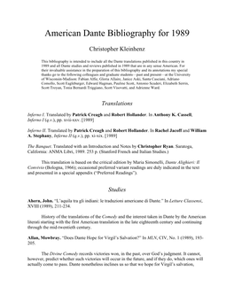 American Dante Bibliography for 1989.Pdf