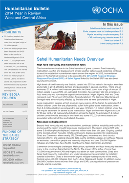 Humanitarian Bulletin Sahel Humanitarian Needs Overview