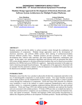 6.3.1 Modular Design Approach for Development of Electrical