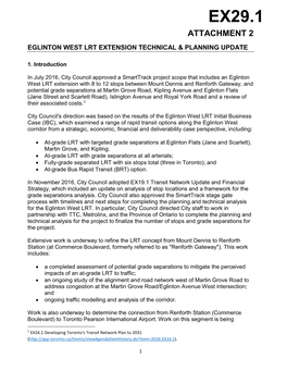 Attachment 2 Eglinton West Lrt Extension Technical & Planning Update