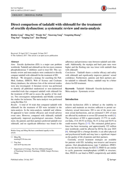 Direct Comparison of Tadalafil with Sildenafil for the Treatment of Erectile Dysfunction: a Systematic Review and Meta-Analysis