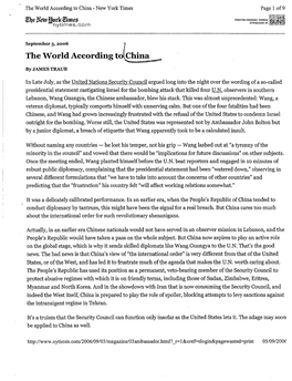 The World According To\China ^*»Wma»8!»S!Fflbs'a«SK!St by JAMES TRAUB