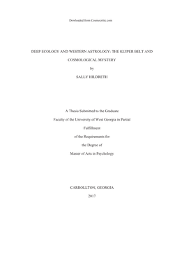 Hildreth, Sally: 'Deep Ecology and Western Astrology: the Kuiper Belt