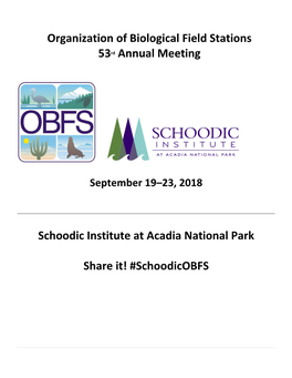 Organization of Biological Field Stations 53Rd Annual Meeting