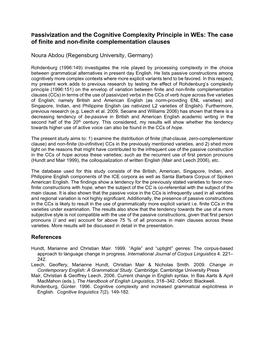 Passivization and the Cognitive Complexity Principle in Wes: the Case of Finite and Non-Finite Complementation Clauses