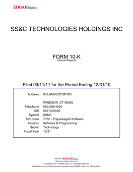 Ss&C Technologies Holdings