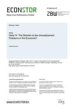 Hartz IV: the Solution to the Unemployment Problems in the Eurozone?