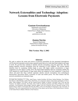 Network Externalities and Technology Adoption: Lessons from Electronic Payments