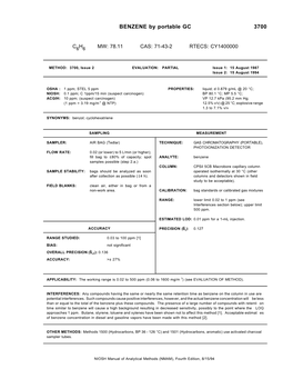 BENZENE by Portable GC 3700