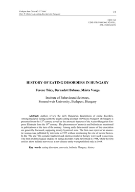 History of Eating Disorders in Hungary