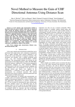 Novel Method to Measure the Gain of UHF Directional Antennas Using Distance Scan