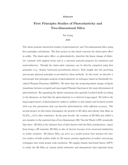 First Principles Studies of Photoelasticity and Two-Dimensional Silica