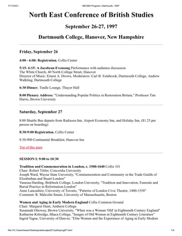 Dartmouth College, Hanover, New Hampshire