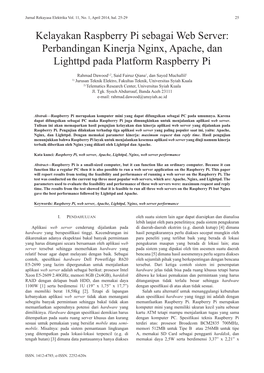 Kelayakan Raspberry Pi Sebagai Web Server: Perbandingan Kinerja Nginx, Apache, Dan Lighttpd Pada Platform Raspberry Pi