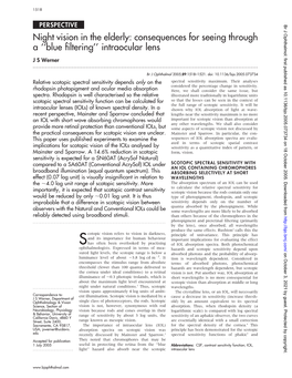 Night Vision in the Elderly: Consequences for Seeing Through a ‘‘Blue Filtering’’ Intraocular Lens