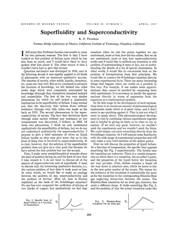 Superfluidity and Superconductivity