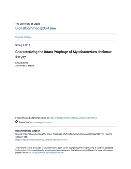 Characterizing the Intact Prophage of Mycobacterium Chelonae Bergey