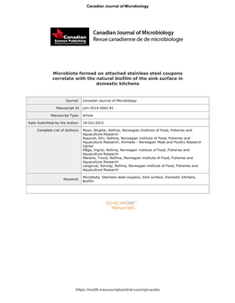 Microbiota Formed on Attached Stainless Steel Coupons Correlate with the Natural Biofilm of the Sink Surface in Domestic Kitchens