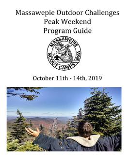 Massawepie Outdoor Challenges Peak Weekend Program Guide