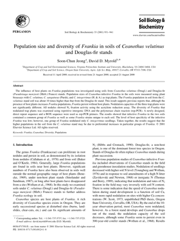 Population Size and Diversity of Frankia in Soils of Ceanothus Velutinus and Douglas-®R Stands