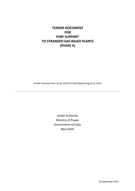 Tender Document for Stranded Gas Based Power
