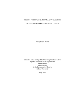 The 1901 Fort Wayne, Indiana City Election