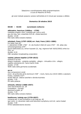 Domenica 18 Ottobre 2015