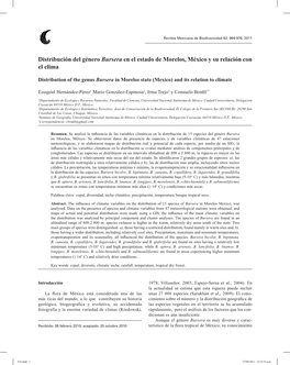 Distribución Del Género Bursera En El Estado De Morelos, México Y Su Relación Con El Clima