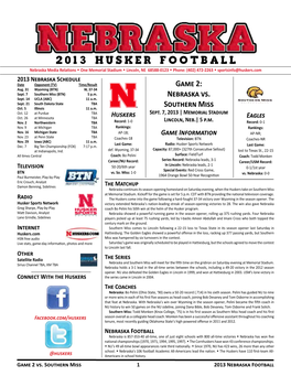 2013 HUSKER FOOTBALL Game 2