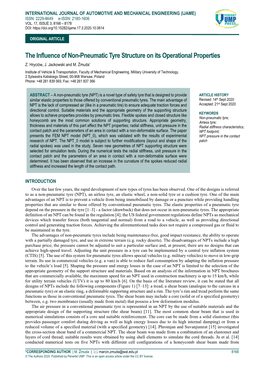 The Influence of Non-Pneumatic Tyre Structure on Its Operational Properties Z