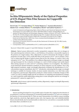 In-Situ Ellipsometric Study of the Optical Properties of LTL-Doped Thin Film Sensors for Copper(II) Ion Detection