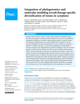 Integration of Phylogenomics and Molecular Modeling Reveals Lineage-Speciﬁc Diversiﬁcation of Toxins in Scorpions