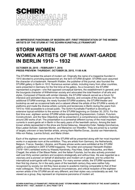 Storm Women Women Artists of the Avant-Garde in Berlin 1910 – 1932