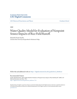 Water Quality Model for Evaluation of Nonpoint Source Impacts of Rice Field Runoff